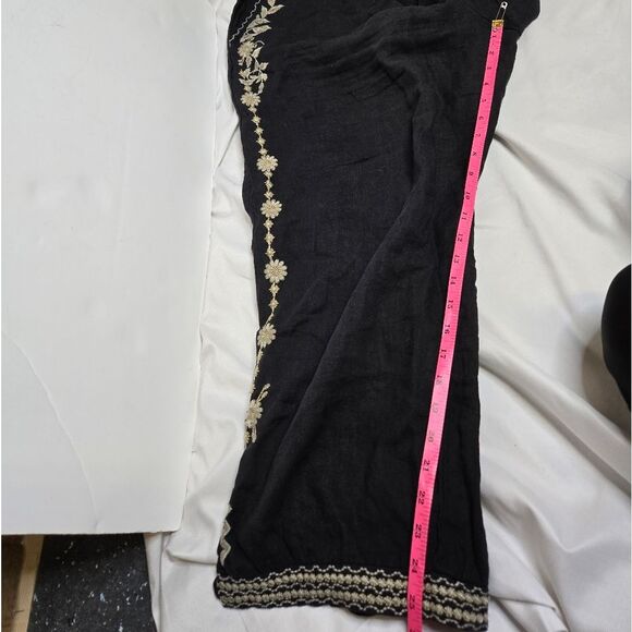 VINTAGE Johnny Was LA black linen embroidered pull on coastal pants XXL - Picture 10 of 10